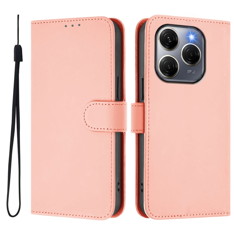 For Tecno Spark 20 Pro 5G Skin Feel Solid Color Leather Phone Case with Lanyard