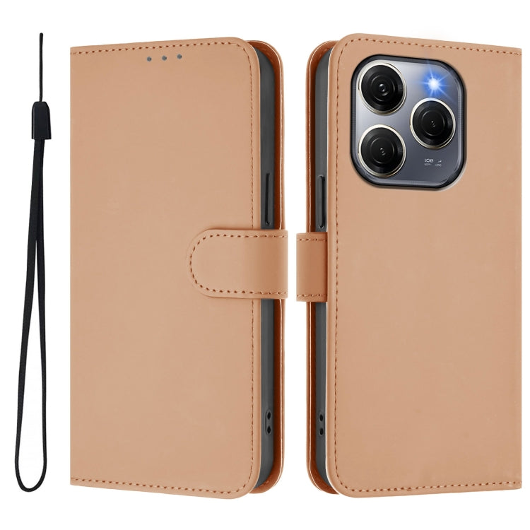 For Tecno Spark 20 Pro 5G Skin Feel Solid Color Leather Phone Case with Lanyard