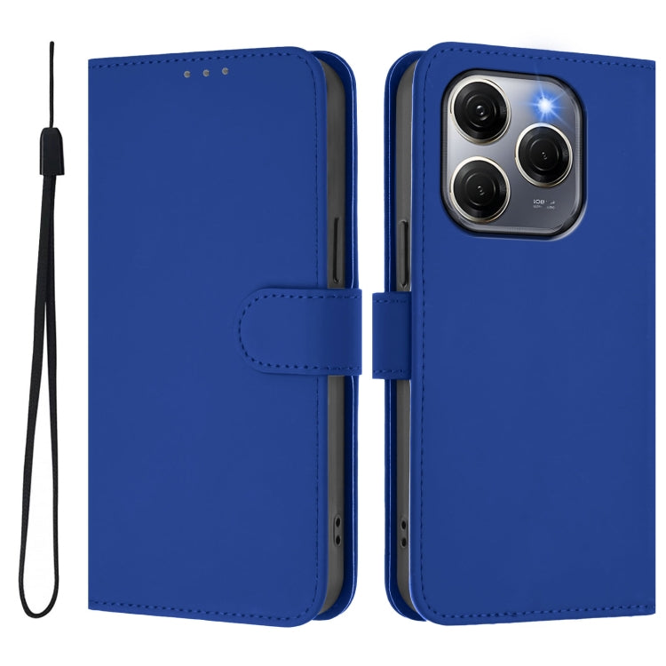 For Tecno Spark 20 Pro 5G Skin Feel Solid Color Leather Phone Case with Lanyard