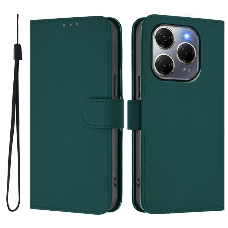 For Tecno Spark 20 Pro 5G Skin Feel Solid Color Leather Phone Case with Lanyard