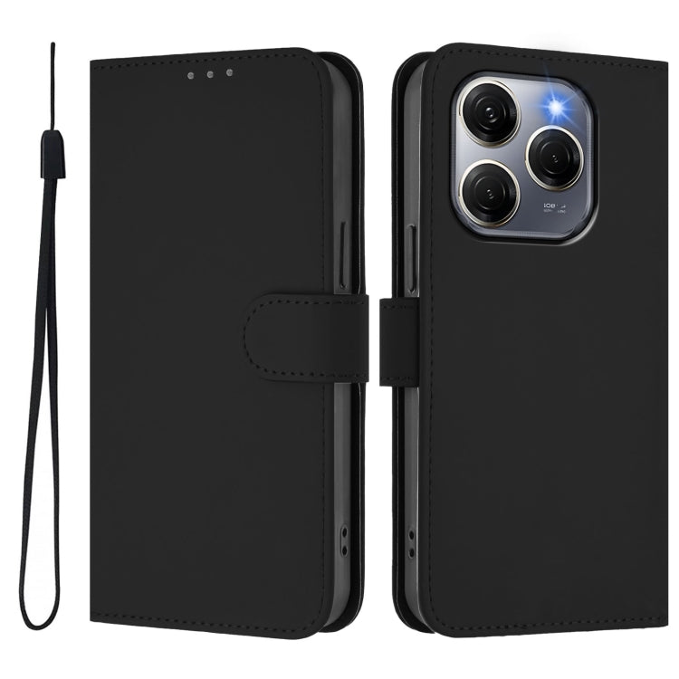 For Tecno Spark 20 Pro 5G Skin Feel Solid Color Leather Phone Case with Lanyard