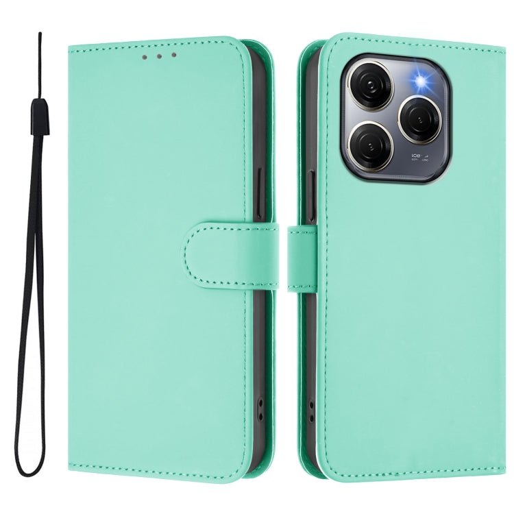 For Tecno Spark 20 Pro 5G Skin Feel Solid Color Leather Phone Case with Lanyard