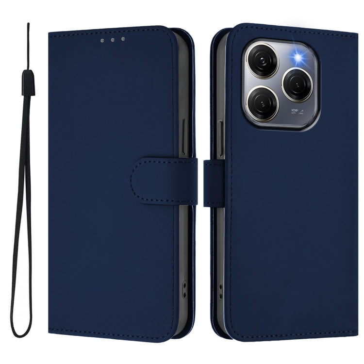 For Tecno Spark 20 Pro 5G Skin Feel Solid Color Leather Phone Case with Lanyard