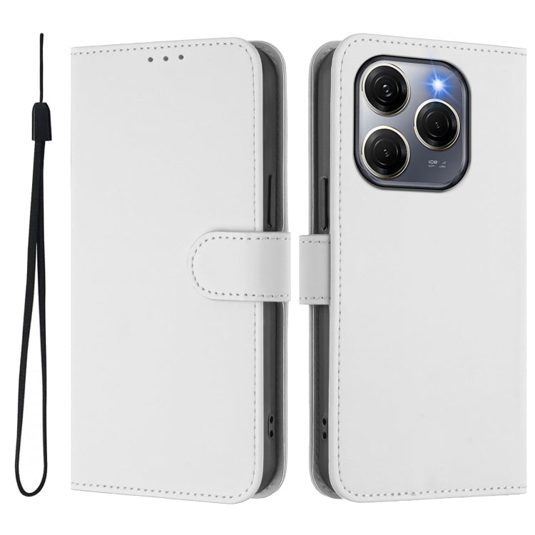 For Tecno Spark 20 Pro 5G Skin Feel Solid Color Leather Phone Case with Lanyard