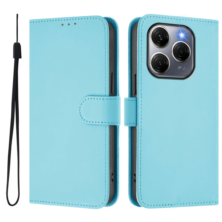 For Tecno Spark 20 Pro 5G Skin Feel Solid Color Leather Phone Case with Lanyard