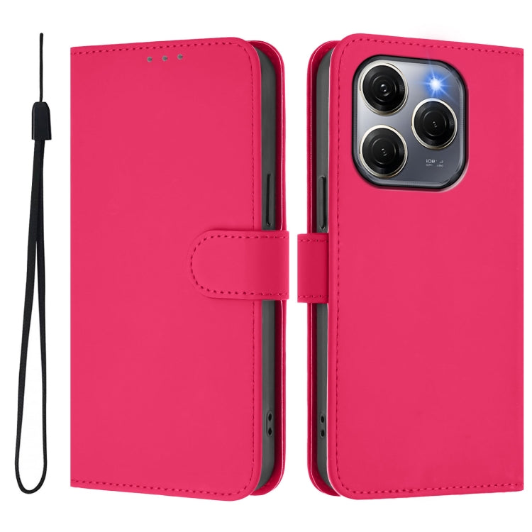 For Tecno Spark 20 Pro 5G Skin Feel Solid Color Leather Phone Case with Lanyard