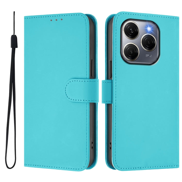 For Tecno Spark 20 Pro 5G Skin Feel Solid Color Leather Phone Case with Lanyard