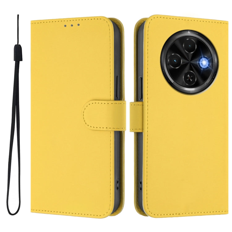 For Tecno Spark 30C Skin Feel Solid Color Leather Phone Case with Lanyard
