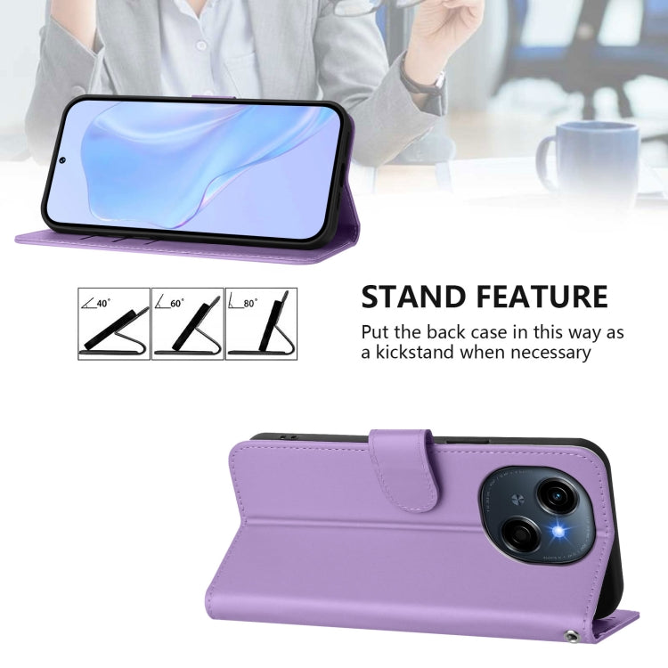For Tecno Spark Go 1 Skin Feel Solid Color Leather Phone Case with Lanyard