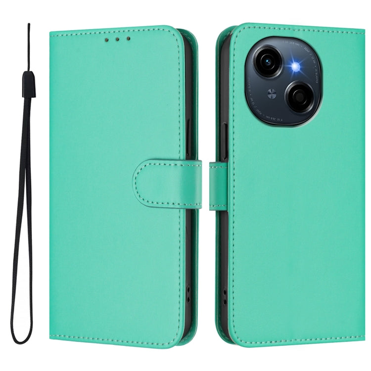 For Tecno Spark Go 1 Skin Feel Solid Color Leather Phone Case with Lanyard