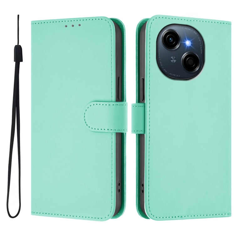 For Tecno Spark Go 1 Skin Feel Solid Color Leather Phone Case with Lanyard