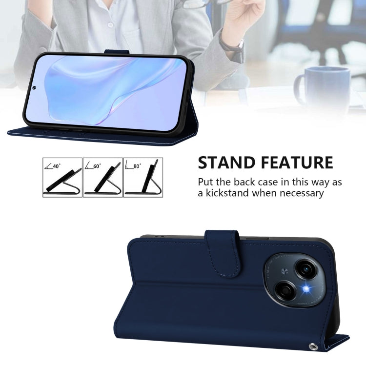 For Tecno Spark Go 1 Skin Feel Solid Color Leather Phone Case with Lanyard
