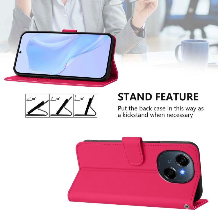For Tecno Spark Go 1 Skin Feel Solid Color Leather Phone Case with Lanyard