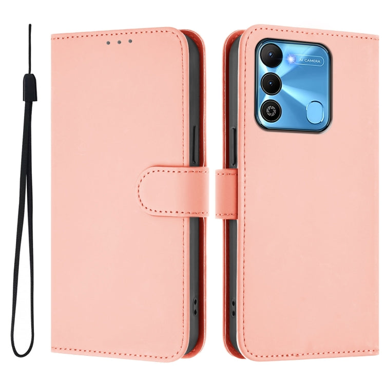 For Tecno Spark Go 2022 / 8C Skin Feel Solid Color Leather Phone Case with Lanyard