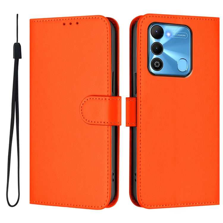 For Tecno Spark Go 2022 / 8C Skin Feel Solid Color Leather Phone Case with Lanyard