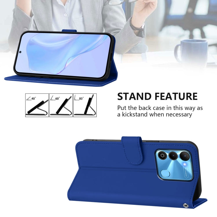 For Tecno Spark Go 2022 / 8C Skin Feel Solid Color Leather Phone Case with Lanyard