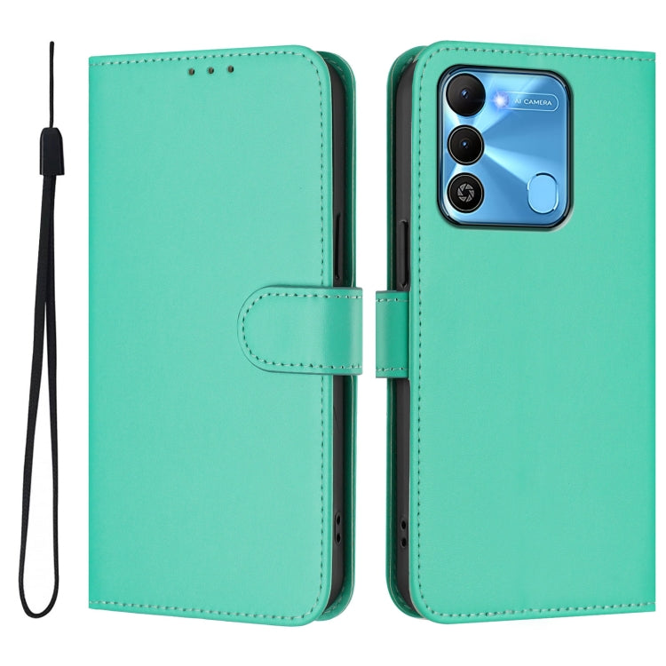 For Tecno Spark Go 2022 / 8C Skin Feel Solid Color Leather Phone Case with Lanyard