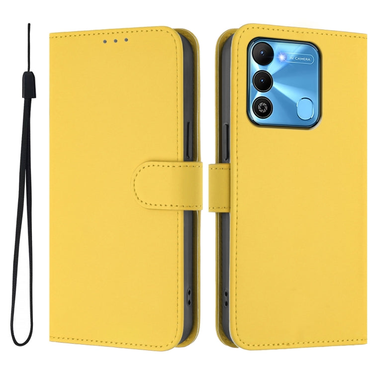 For Tecno Spark Go 2022 / 8C Skin Feel Solid Color Leather Phone Case with Lanyard