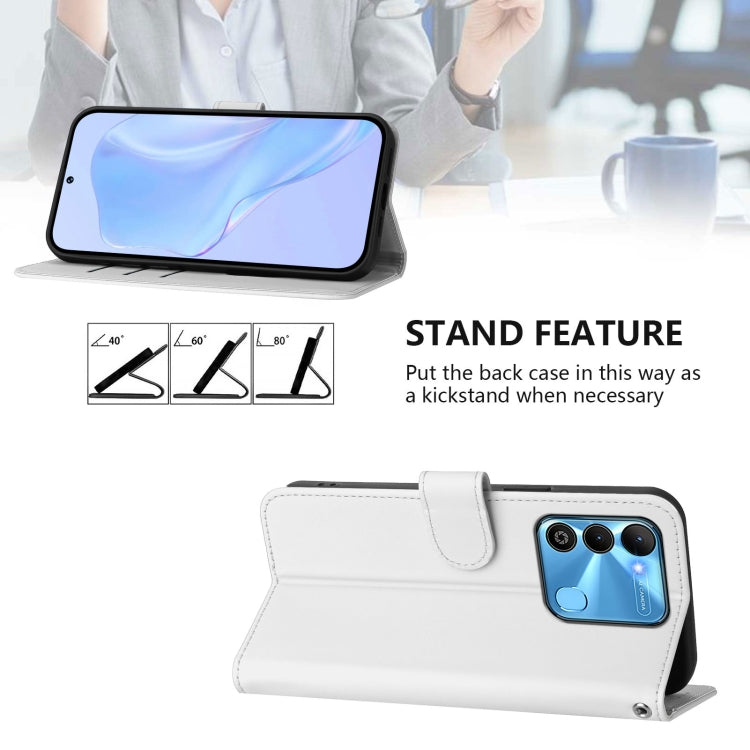 For Tecno Spark Go 2022 / 8C Skin Feel Solid Color Leather Phone Case with Lanyard
