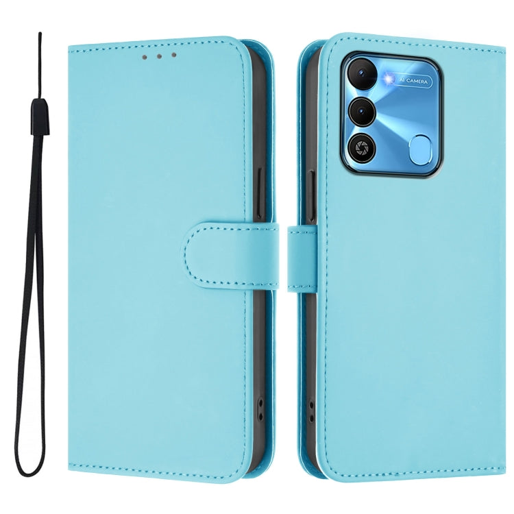 For Tecno Spark Go 2022 / 8C Skin Feel Solid Color Leather Phone Case with Lanyard