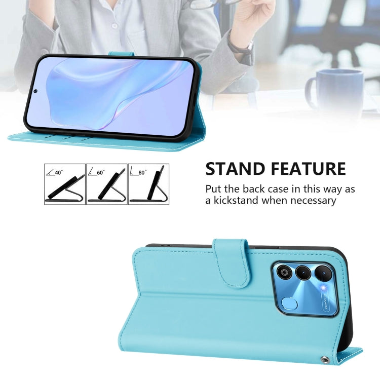 For Tecno Spark Go 2022 / 8C Skin Feel Solid Color Leather Phone Case with Lanyard