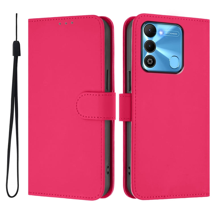 For Tecno Spark Go 2022 / 8C Skin Feel Solid Color Leather Phone Case with Lanyard
