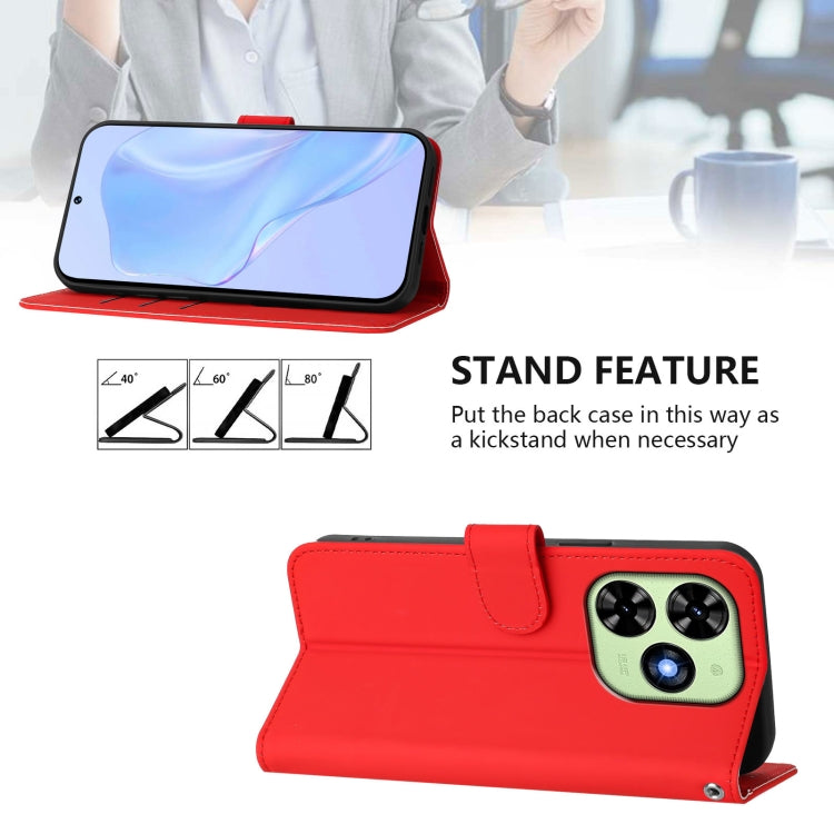 For Tecno Spark Go 2024 4G Skin Feel Solid Color Leather Phone Case with Lanyard