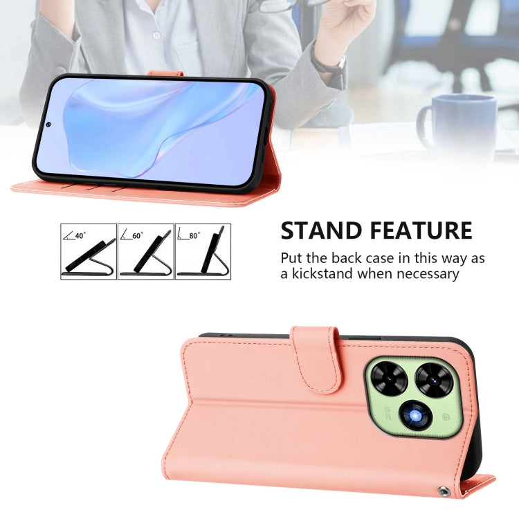 For Tecno Spark Go 2024 4G Skin Feel Solid Color Leather Phone Case with Lanyard