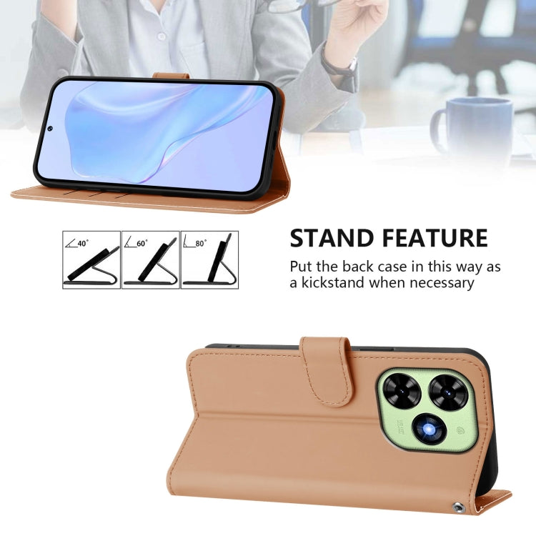 For Tecno Spark Go 2024 4G Skin Feel Solid Color Leather Phone Case with Lanyard