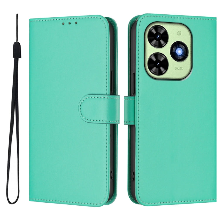 For Tecno Spark Go 2024 4G Skin Feel Solid Color Leather Phone Case with Lanyard