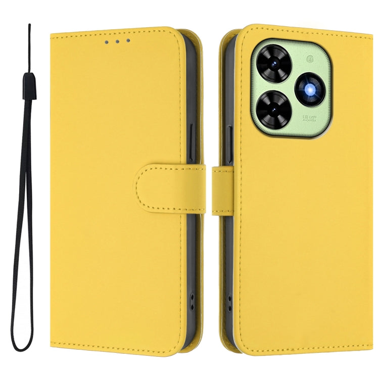 For Tecno Spark Go 2024 4G Skin Feel Solid Color Leather Phone Case with Lanyard