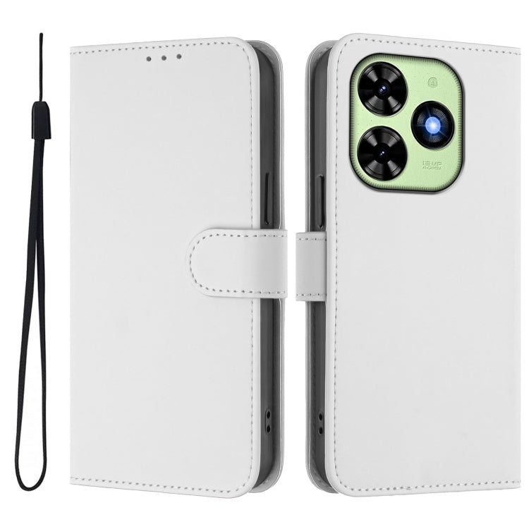 For Tecno Spark Go 2024 4G Skin Feel Solid Color Leather Phone Case with Lanyard