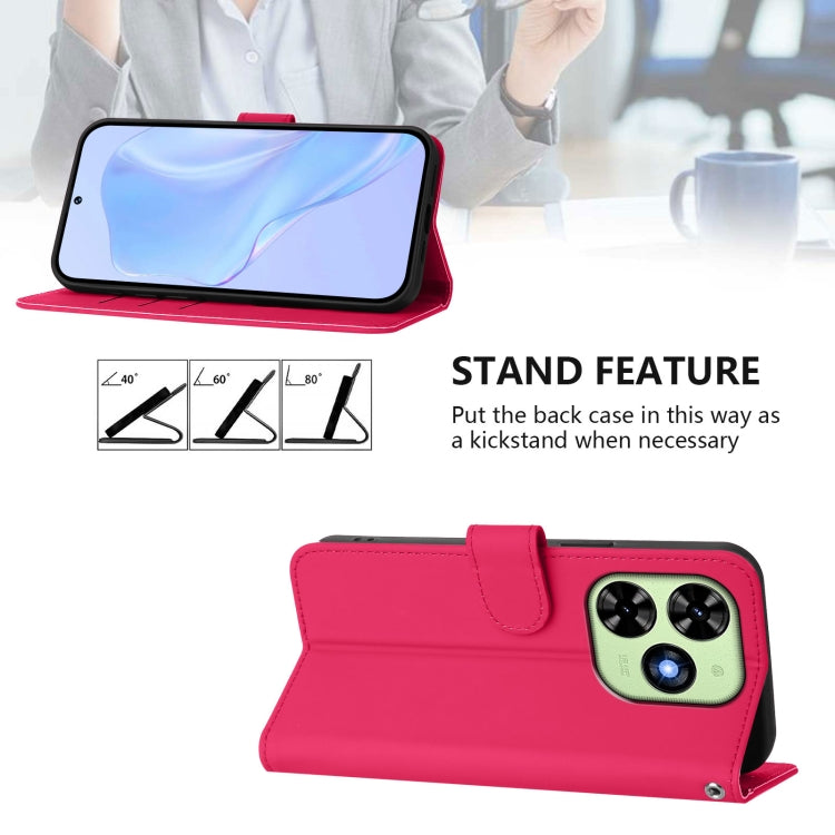For Tecno Spark Go 2024 4G Skin Feel Solid Color Leather Phone Case with Lanyard