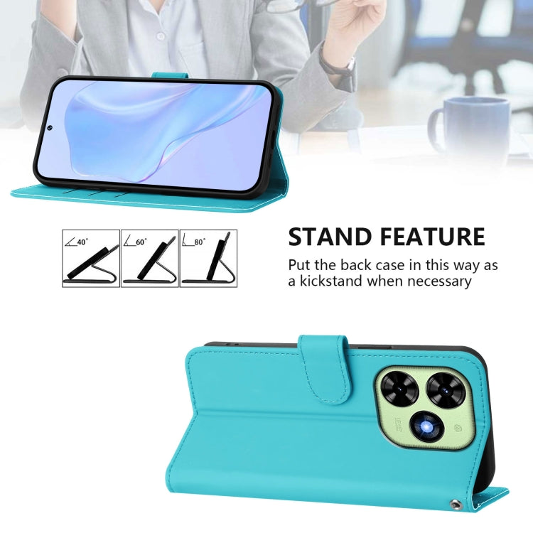For Tecno Spark Go 2024 4G Skin Feel Solid Color Leather Phone Case with Lanyard