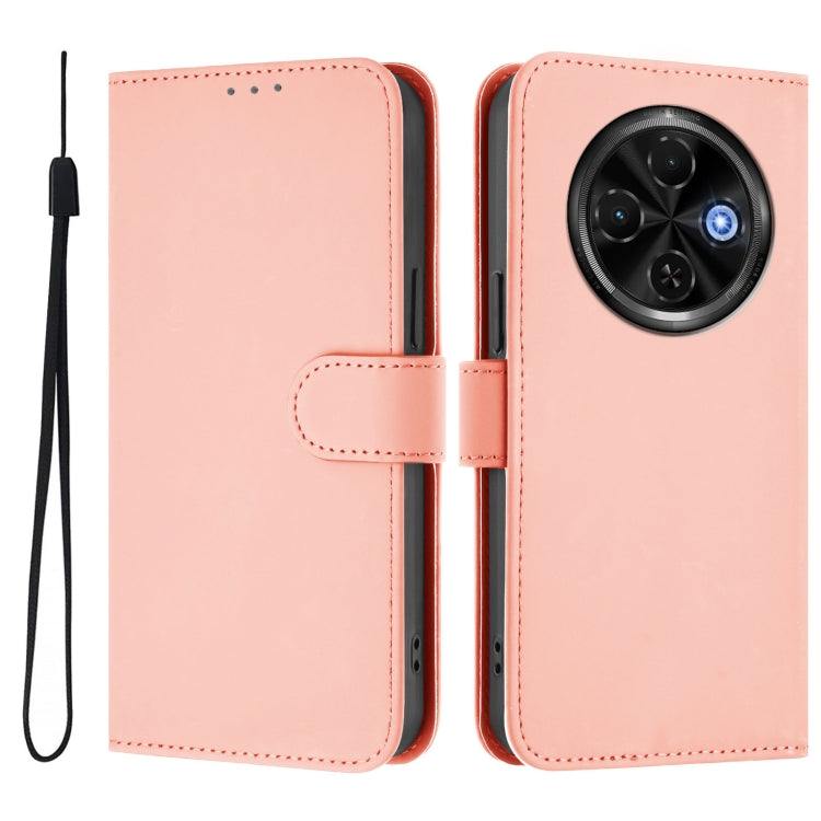 For Tecno Spark 30C 5G / Pop 9 5G Skin Feel Solid Color Leather Phone Case with Lanyard
