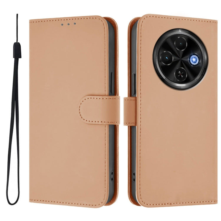 For Tecno Spark 30C 5G / Pop 9 5G Skin Feel Solid Color Leather Phone Case with Lanyard