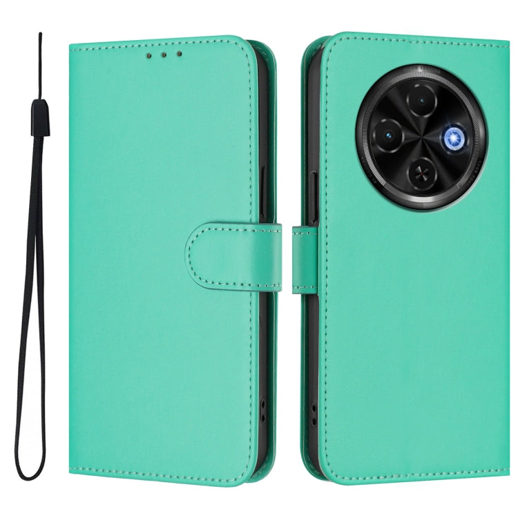 For Tecno Spark 30C 5G / Pop 9 5G Skin Feel Solid Color Leather Phone Case with Lanyard