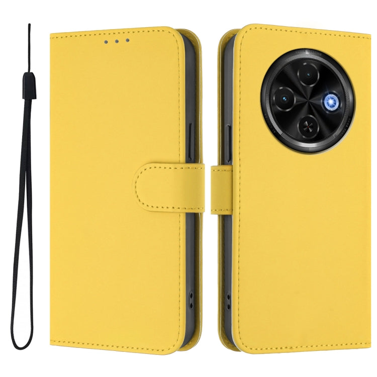 For Tecno Spark 30C 5G / Pop 9 5G Skin Feel Solid Color Leather Phone Case with Lanyard