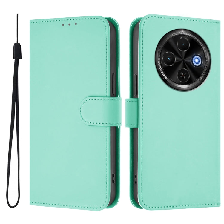 For Tecno Spark 30C 5G / Pop 9 5G Skin Feel Solid Color Leather Phone Case with Lanyard