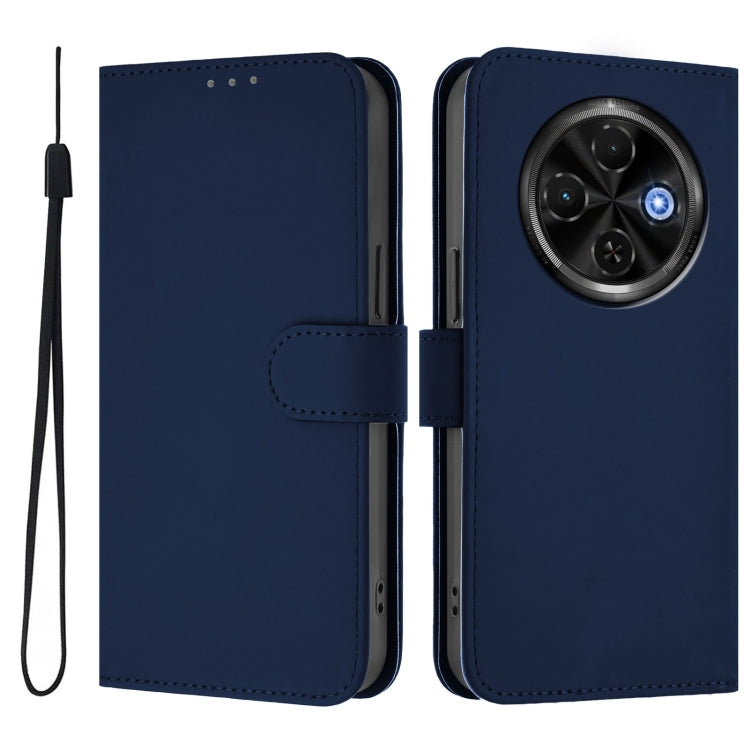 For Tecno Spark 30C 5G / Pop 9 5G Skin Feel Solid Color Leather Phone Case with Lanyard
