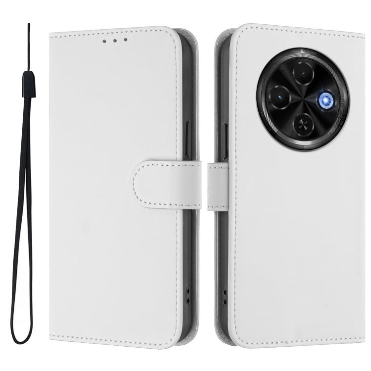 For Tecno Spark 30C 5G / Pop 9 5G Skin Feel Solid Color Leather Phone Case with Lanyard