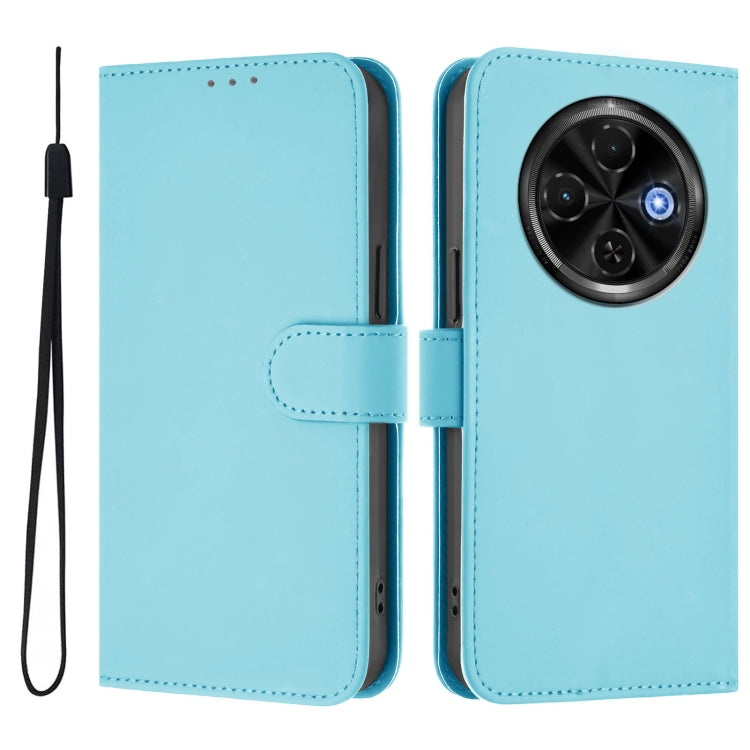 For Tecno Spark 30C 5G / Pop 9 5G Skin Feel Solid Color Leather Phone Case with Lanyard