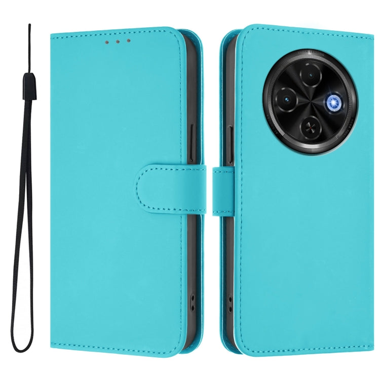 For Tecno Spark 30C 5G / Pop 9 5G Skin Feel Solid Color Leather Phone Case with Lanyard