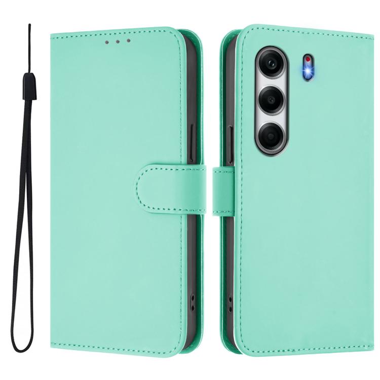 For Tecno Camon 40 4G Skin Feel Solid Color Leather Phone Case with Lanyard