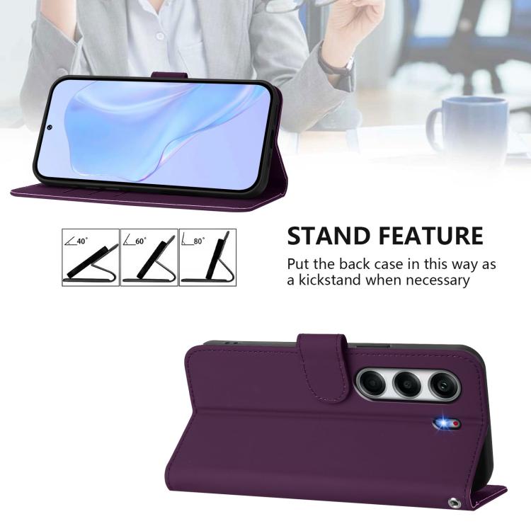 For Tecno Camon 40 4G Skin Feel Solid Color Leather Phone Case with Lanyard