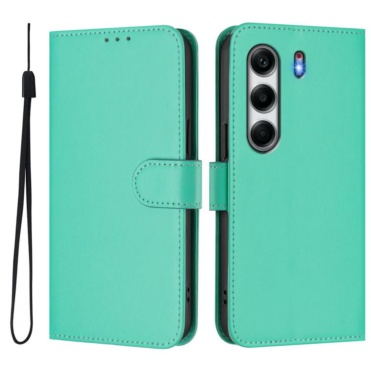 For Tecno Camon 40 Pro 4G Skin Feel Solid Color Leather Phone Case with Lanyard