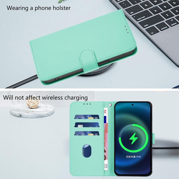 For Tecno Camon 40 Pro 4G Skin Feel Solid Color Leather Phone Case with Lanyard