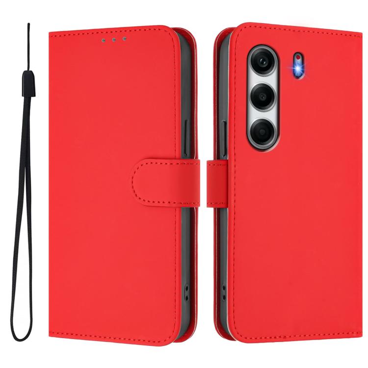 For Tecno Camon 40 Pro 5G Skin Feel Solid Color Leather Phone Case with Lanyard