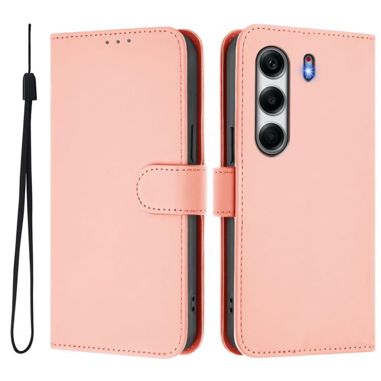 For Tecno Camon 40 Pro 5G Skin Feel Solid Color Leather Phone Case with Lanyard