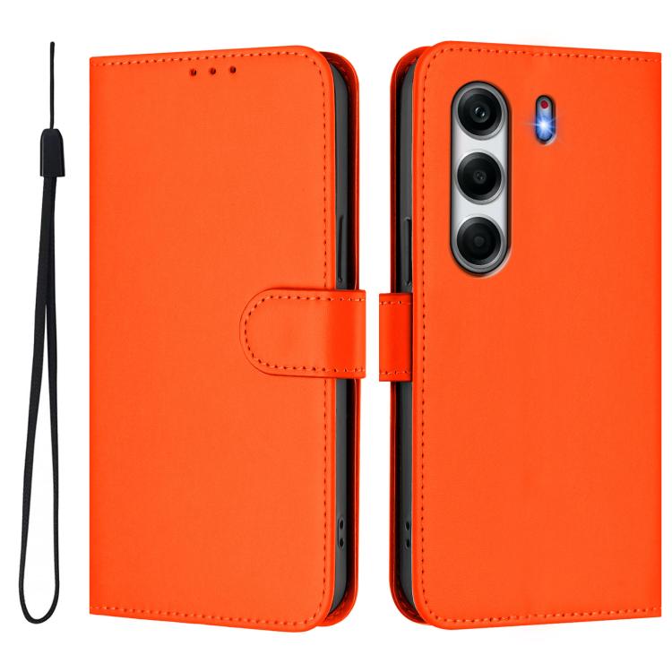 For Tecno Camon 40 Pro 5G Skin Feel Solid Color Leather Phone Case with Lanyard